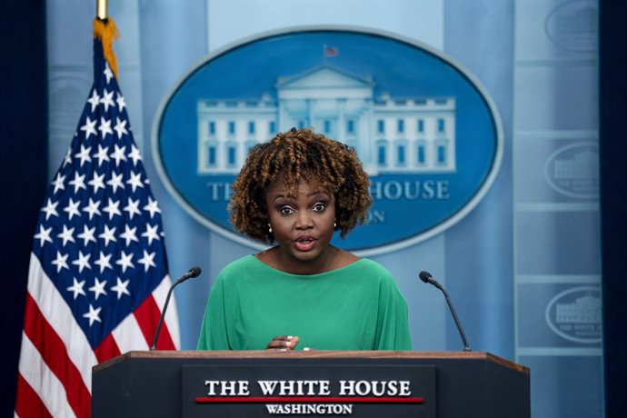 March 18, 2024, Washington, District Of Columbia, USA: Karine Jean-Pierre, White House press secretary, speaks during a news conference in the James S. Brady Press Briefing Room at the White House in Washington, DC, US, on Monday, March 18, 2024. National