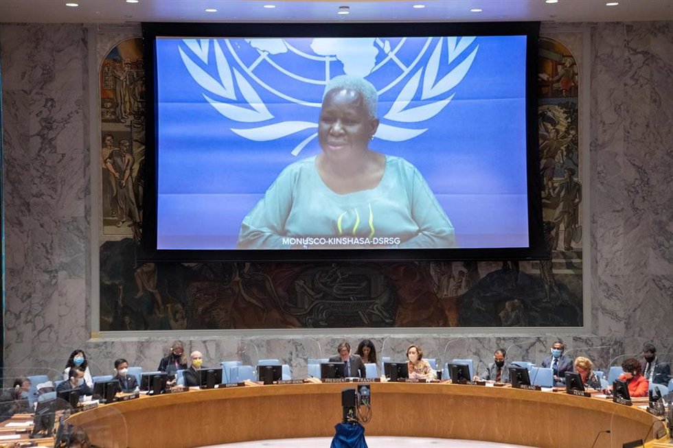 Archivo - Imagen de archivo de la jefa de la MONUSCO, Bintou Keita, ante el Consejo de Seguridad de la ONU