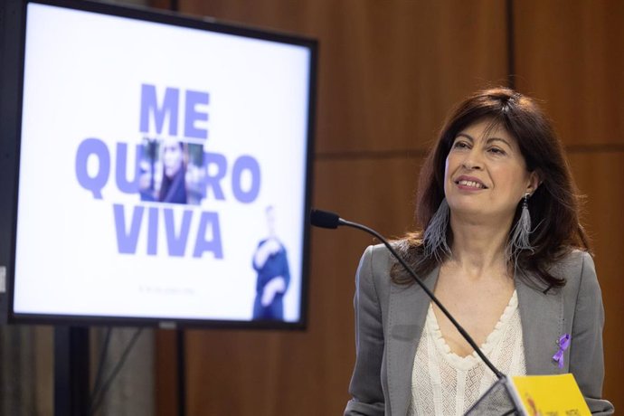 La ministra de igualdad, Ana Redondo, presenta en rueda de prensa la campaña institucional con motivo del 8M, en la sede del Ministerio