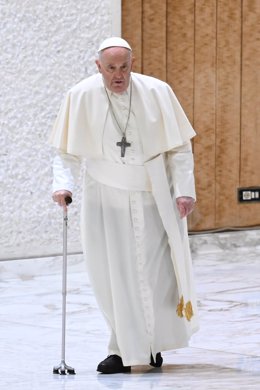 27 March 2024, Vatican, Vatican City: Pope Francis arrives for the General Weekly Audience at the Paul VI Audience Hall. Photo: Domenico Cippitelli/LPS via ZUMA Press Wire/dpa