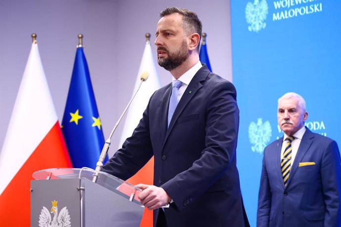March 24, 2024, Krakow, Poland: Wladyslaw Kosiniak-Kamysz , Polish Deputy Prime Minister and head of the Ministry of Defense, and General Mieczyslaw Bieniek, attend a press conference in reaction after Russian missile heading for Ukraine briefly entered P
