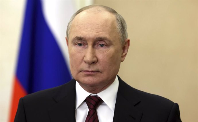 March 27, 2024, Moscow, Moscow Oblast, Russia: Russian President Vladimir Putin delivers a video address on National Guard Day, March 27, 2024 in Moscow, Russia.