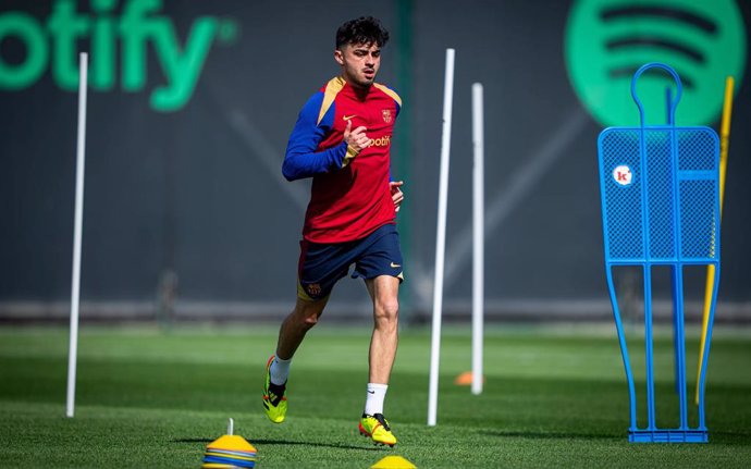 El jugador del FC Barcelona Pedri en un entrenamiento