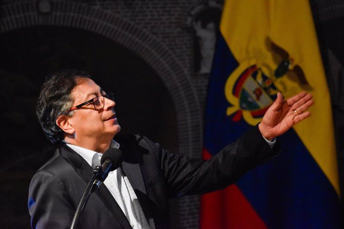 February 28, 2024, Bogota, Cundinamarca, Colombia: Colombian president Gustavo Petro speaks during the inauguration ceremony of the International Tourism Showcase 'ANATO' in Corferias, Bogota, Colombia, on February 28, 2024.