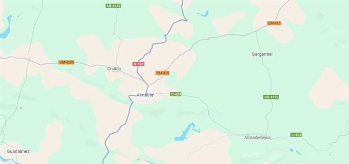 Archivo - Imagen de las localidades de Almadén, Almadenejos, Chillón y Guadalmez en Google Maps.