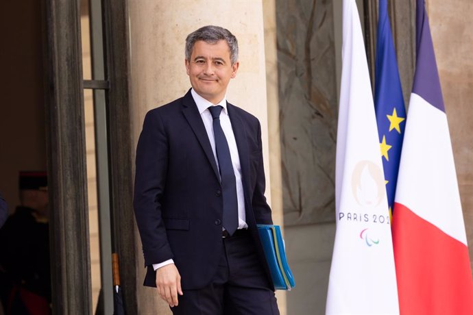 March 20, 2024, Paris, France, France: Weekly cabinet meeting at the Elysee palace - French Interior Minister Gerald Darmanin POLITIQUE, CONSEIL DES MINISTRES