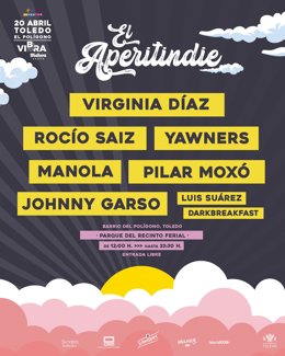 El Aperitindie vuelve el 20 de abril a Toledo con Virginia Díaz, Manola, Yawners, Rocío Saiz, Pilar Moxó y Johnny Garso