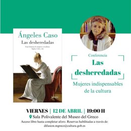 Cartel de la conferencia que Ángeles Caso ofrecerá el 12 de abril en el Museo del Greco de Toledo.