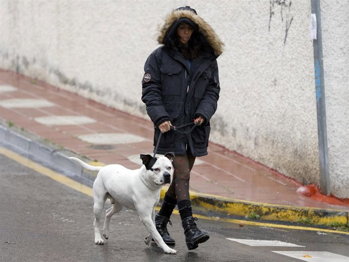Paola Olmedo paseando a su perro