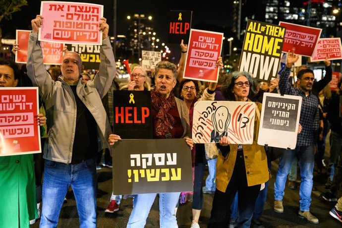 Manifestación en Tel Aviv para pedir la liberación de los rehenes de Gaza