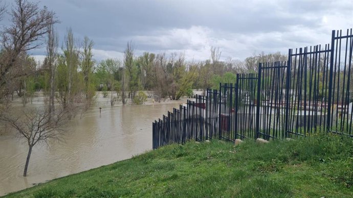 Una de las zonas inundadas este fin de semana en Zuera por la crecida del Gállego.
