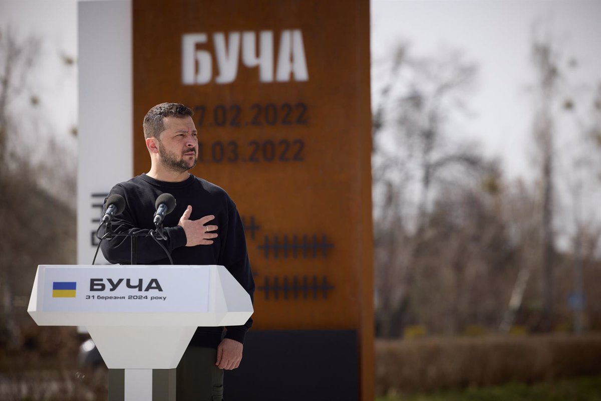 Zelensky pays tribute to victims of Russian occupation in Bucha on anniversary of expulsion