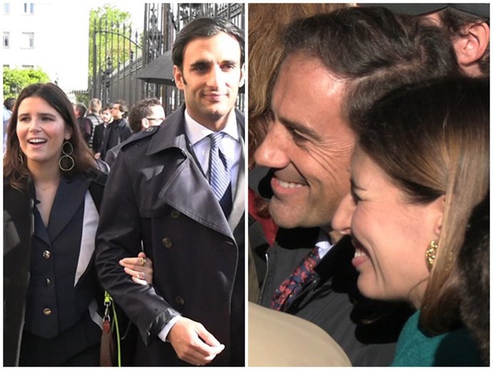 Archivo - Tana Rivera y Manuel Vega; y Miguel Báez 'El Litri' y su mujer Casilda Ybarra a su llegada a La Maestranza