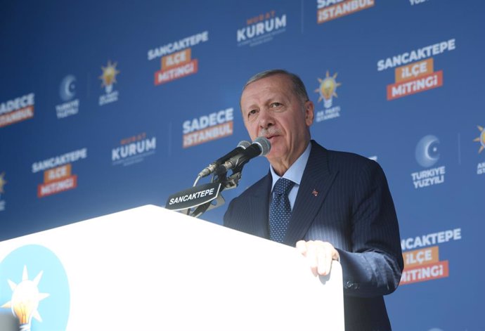 March 29, 2024, Istanbul, Istanbul, Turkey: Turkish President Recep Tayyip Erdogan and Development (AK) Party  addressed citizens at the party's rally in the Sancaktepe district of Istanbul, Turkey, on March 29, 2024