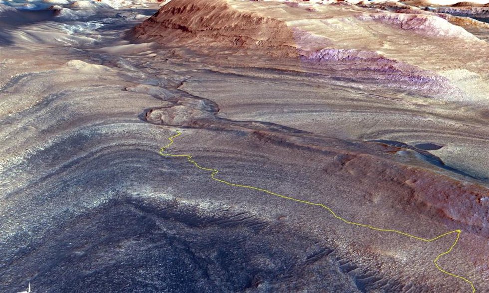 Recorrido del rover Curiosity hasta Gediz Vallis