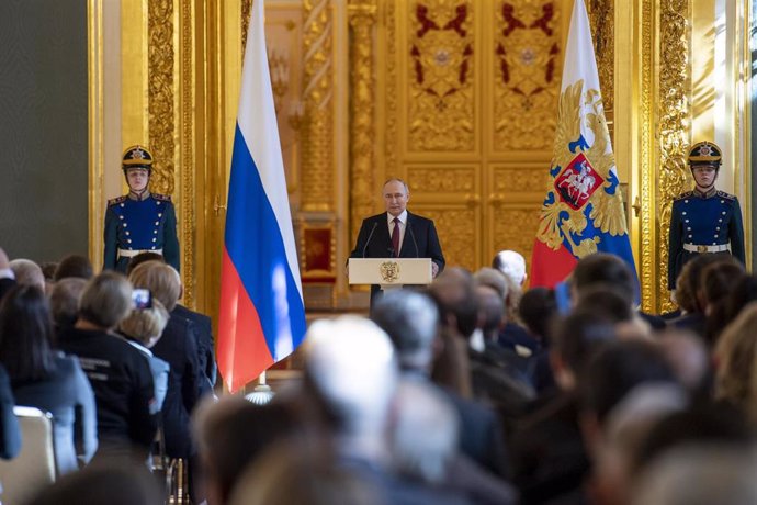 El presidente de Rusia, Vladimir Putin, habla durante un acto