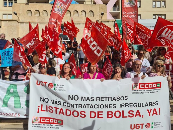 Archivo - Movilización por la situación de la Bolsa de Empleo del SAS.
