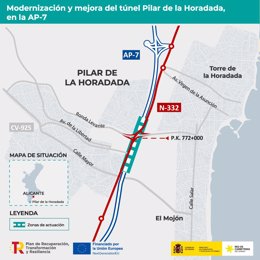 Túnel de Pilar de la Horadada en la AP-7 en Alicante