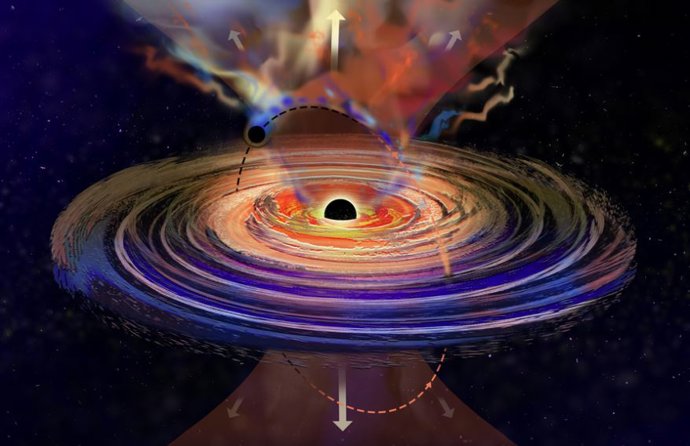 Ilustración del primer caso conocido de 'ataques de hipo' periódicos en agujeros negros