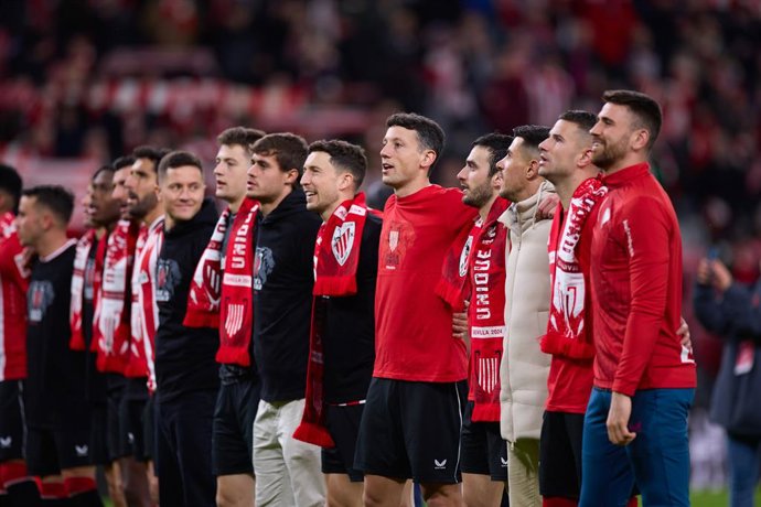 Archivo - Players of Athletic Club celebrates the win after the Copa del Rey match between Athletic Club and Atletico de Madrid at San Mames on February 29, 2024, in Bilbao, Spain.