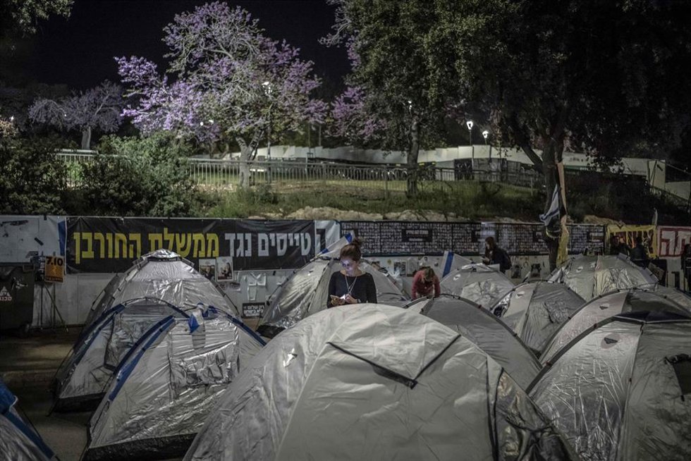 Tiendas de campaña cerca del Parlamento israelí en Jerusalén
