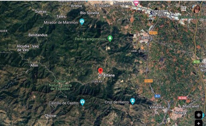 Incendios.- Declarado un incendio forestal en Artana, en el Paraje de Xanquet (Castellón)