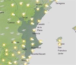 Previsió d'Aemet a la Comunitat Valenciana del dimarts, 2 d'abril