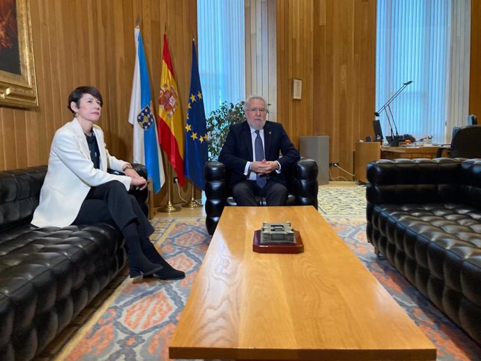 Ana Pontón (BNG) en el despacho de Miguel Santalices durante la ronda de consultas.