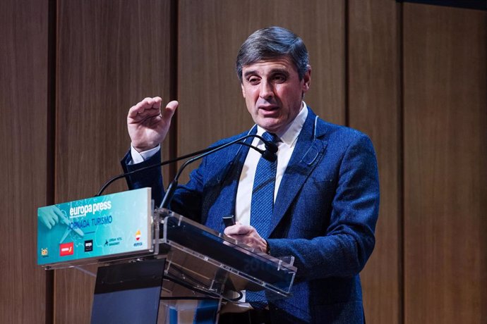 Archivo - El presidente de Segittur, Enrique Martínez, participa en una Jornada de Turismo de Europa Press, en el Auditorio Meeting Place, a 14 de diciembre de 2023, en Madrid (España). 