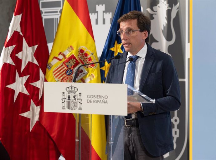 El alcalde de Madrid, José Luis Martínez-Almeida, durante una rueda de prensa tras el Consejo y la Junta Local de Seguridad de la ciudad de Madrid en la delegación del Gobierno en Madrid