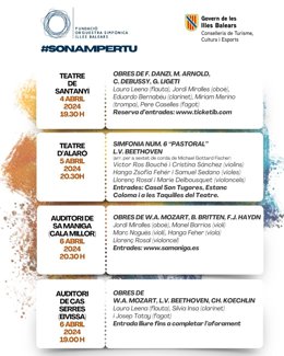 Cartel de los conciertos de la Orquestra Simfònica de Balears en la primera semana de abril.
