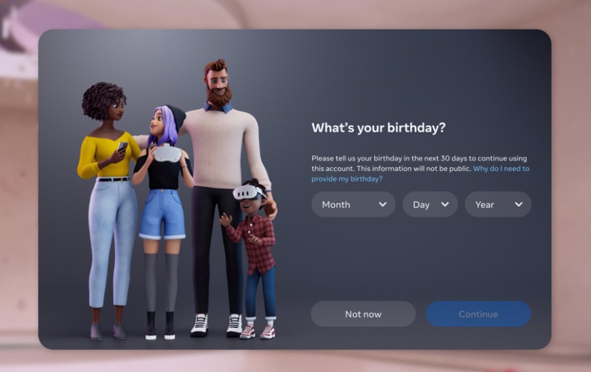 Meta requests Quest users’ date of birth to customize account type based on age
