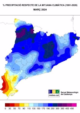 Precipitaciones registradas en marzo de 2024 en Catalunya