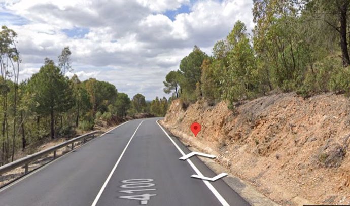 Lugar del accidente en la carretera HU-4100 .