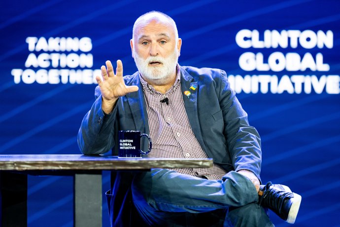 Archivo - September 19, 2023, New York, United States: Jose Andres, Founder and Chief Feeding Officer, World Central Kitchen, Delicious Entertainment, speaking at the Clinton Global Initiative conference at the Hilton Midtown hotel in New York City.
