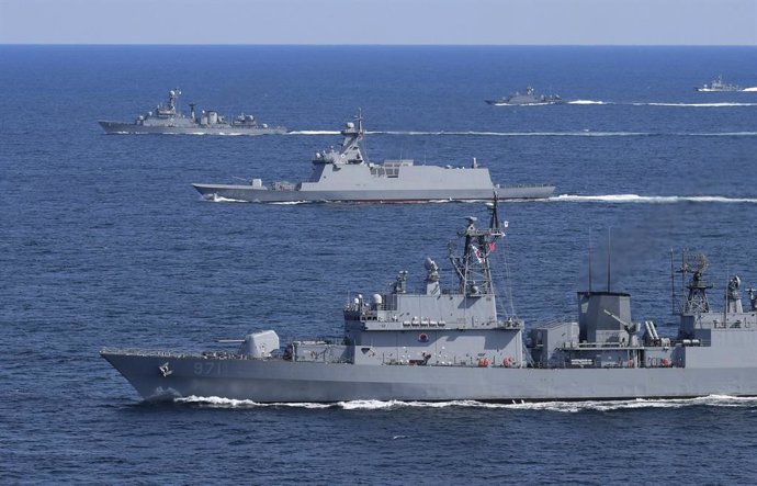 March 27, 2024, Seoul, South Korea: ROK Navy Second Fleet conducting an anti-ship live-fire drill in the East Sea. The drill was also carried out in the South and West Seas on the same day.