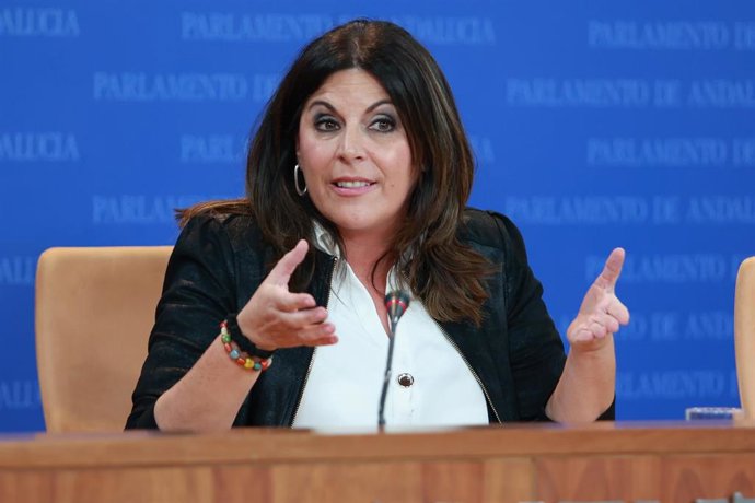 La portavoz parlamentaria del PSOE-A, Ángeles Férriz, en rueda de prensa.