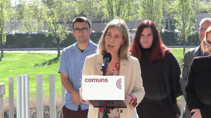La candidata de Comuns Sumar a las elecciones catalanas, Jéssica Albiach, en el acto de presentación en la demarcación de Lleida