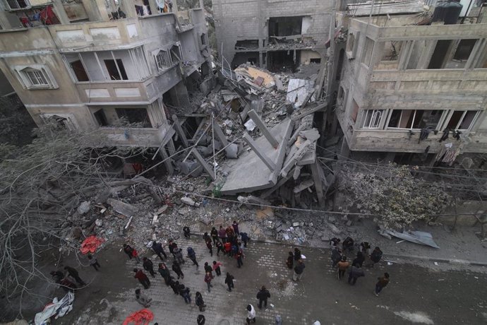 Edificios destruidos en la ciudad de Rafá, en el sur de la Franja de Gaza