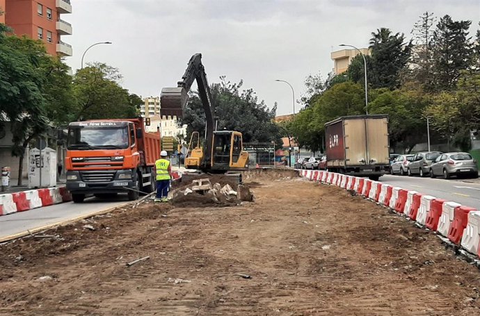 Las obras de prolongación del metro de Málaga en una imagen de archivo 