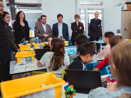 El presidente Pere Aragonès y la consellera Anna Simó visitan la Escola Arnau Berenguer de El Palau d'Anglesola (Lleida) tras las obras de ampliación