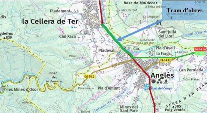 Territorio inicia obras de mantenimiento en la C-63 entre Anglès y la Cellera de Ter (Girona)