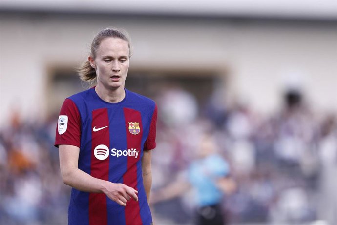 Caroline Graham Hansen of FC Barcelona looks on during the Spanish Women League, Liga F, football match played between Real Madrid and FC Barcelona at Alfredo Di Stefano stadium on March 24, 2024, in Valdebebas, Madrid, Spain.