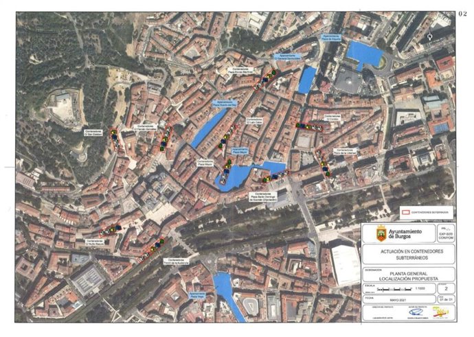 Mapa del soterramiento de los contenedores.
