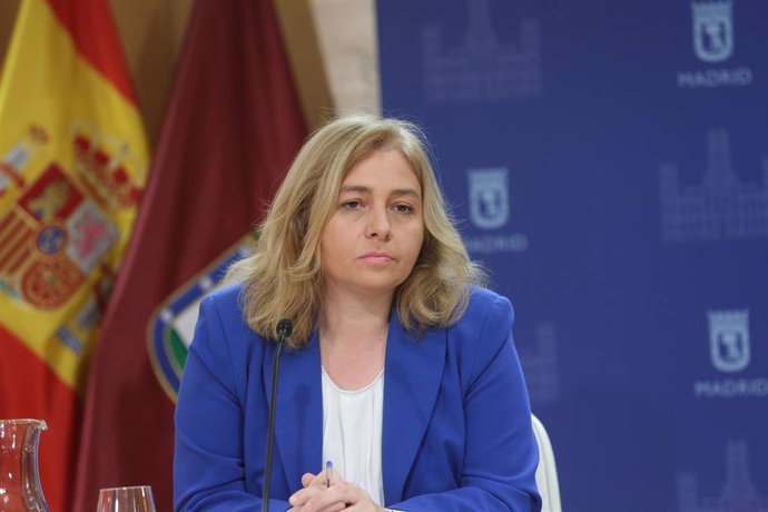 La vicealcaldesa de Madrid, Inmaculada Sanz, durante una rueda de prensa posterior a la Junta de Gobierno, en el Palacio de Cibeles