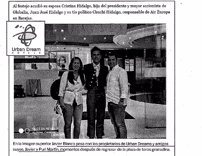 Extracto de sumario en el que se ve a Nene con Javier Blanco, torero