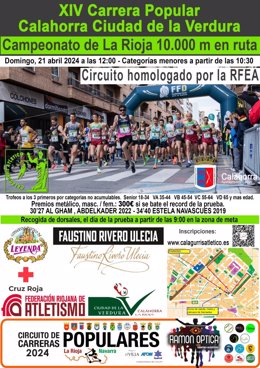 La XIV Carrera popular “Ciudad de la Verdura” se celebra el 21 de abril en Calahorra