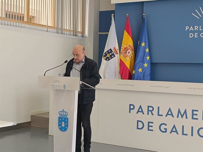 El diputado de Democracia Ourensana, Armando Ojea, en la rueda de prensa tras la reunión de la junta de portavoces