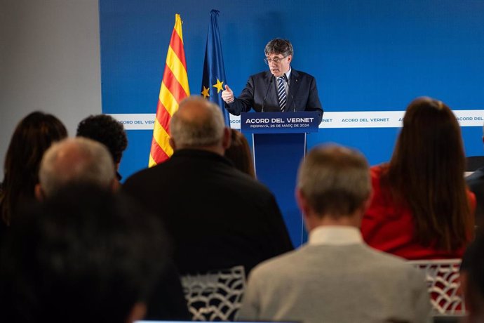 El expresidente de la Generalitat y candidato de Junts a las elecciones catalanas, Carles Puigdemont.