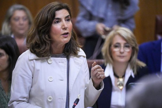 La consejera de Empleo, Empresa y Trabajo Autónomo, Rocío Blanco, en el Pleno del Parlamento de Andalucía. (Foto de archivo).